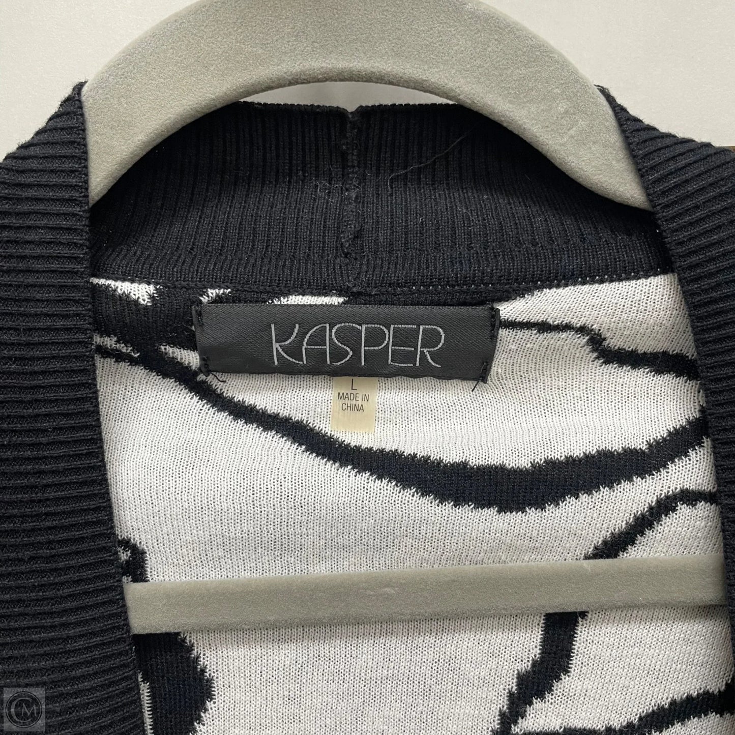 Sweater Cardigan By Kasper In Black & White, Size: L