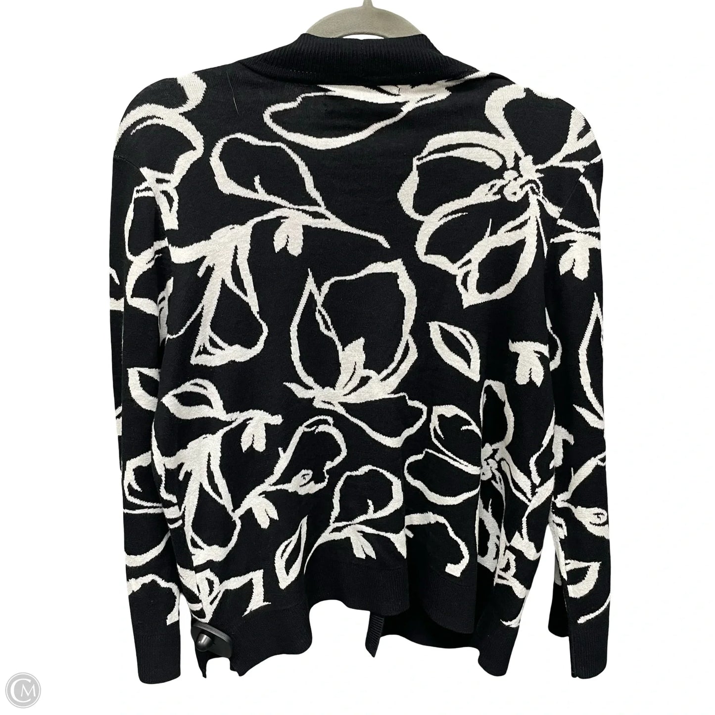 Sweater Cardigan By Kasper In Black & White, Size: L