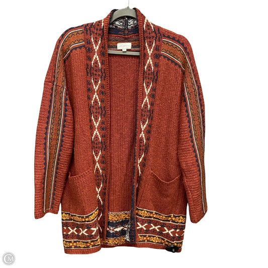 Sweater Cardigan By Lucky Brand In Orange, Size: M