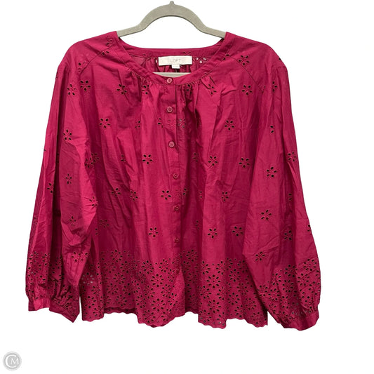 Blouse Long Sleeve By Loft In Red, Size: M
