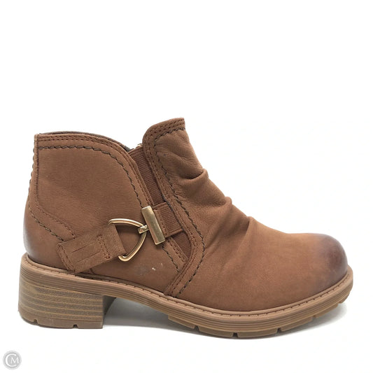 Boots Ankle Heels By Clarks In Brown, Size: 6