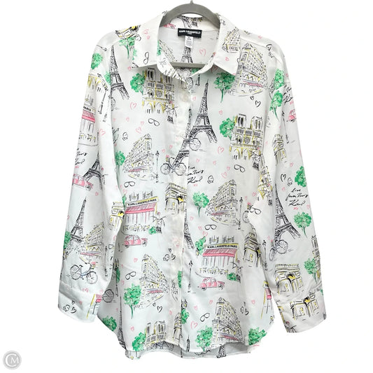 Top Long Sleeve Designer By Karl Lagerfeld In White, Size: M