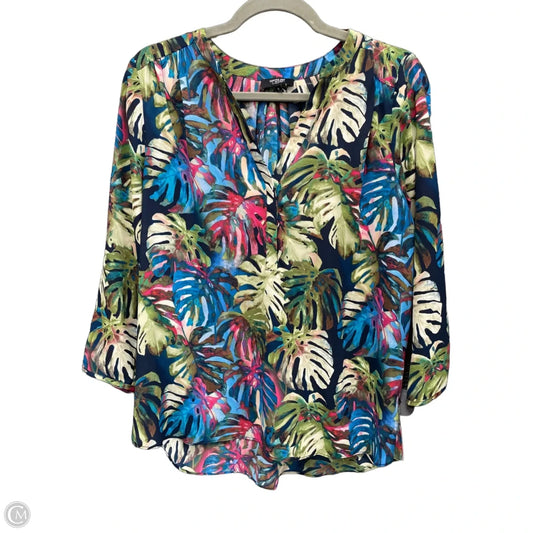 Blouse Long Sleeve By Not Your Daughters Jeans In Tropical Print, Size: S