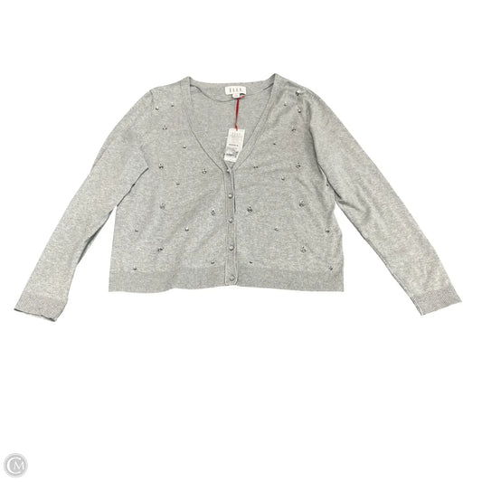 Sweater Cardigan By Elle In Grey, Size: Xl