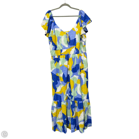 Dress Casual Midi By Nine West Apparel In Blue & Yellow, Size: 1x