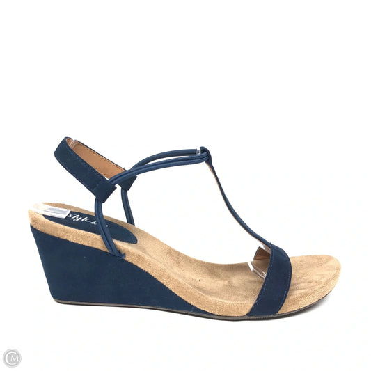 Sandals Heels Wedge By Style And Company In Blue, Size: 8.5