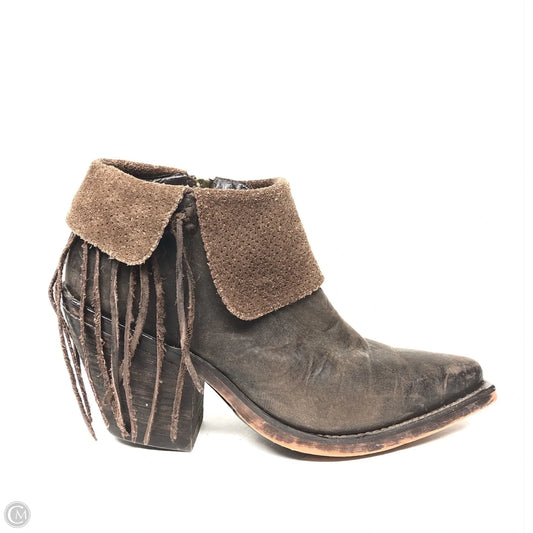 Boots Ankle Heels By Justin In Brown, Size: 6