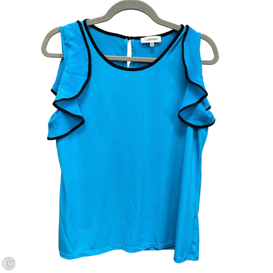 Top Short Sleeve By Calvin Klein In Black & Blue, Size: M