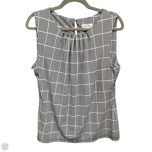 Blouse Sleeveless By Calvin Klein In Black & White, Size: L
