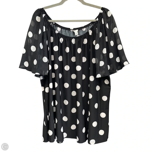 Blouse Short Sleeve By Cato In Black & White, Size: 22