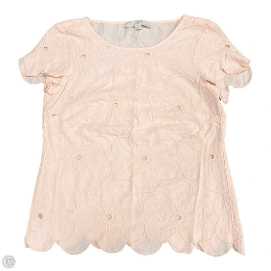 Top Short Sleeve By Loft In Peach, Size: Xsp