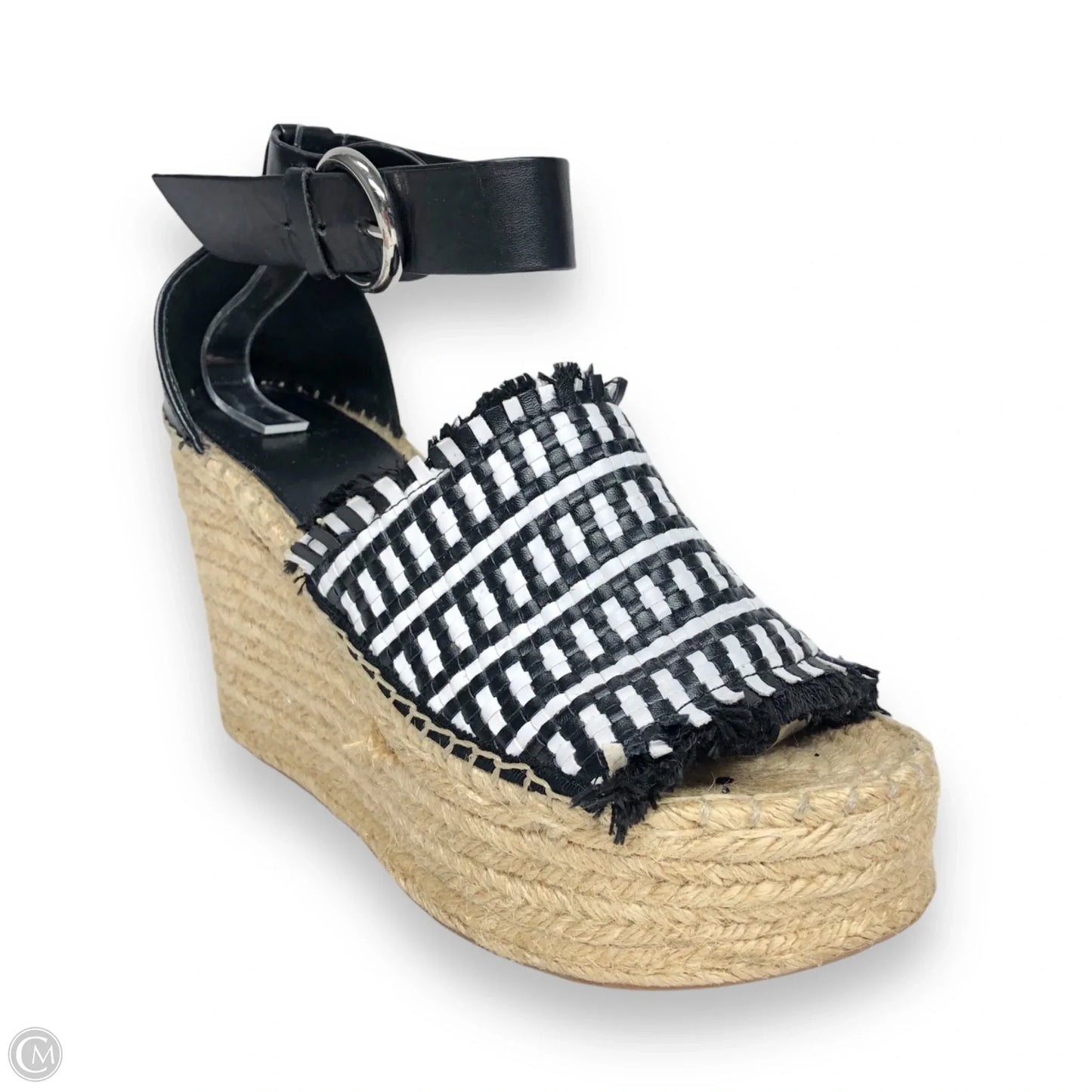 Sandals Heels Wedge By Marc Fisher In Black & White, Size: 9