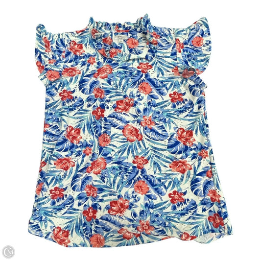Top Short Sleeve By Kim Rogers In Blue Red & White, Size: S
