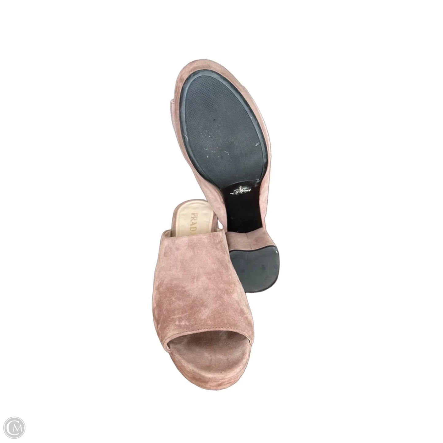 Sandals Luxury Designer By Prada In Taupe, Size: 6.5