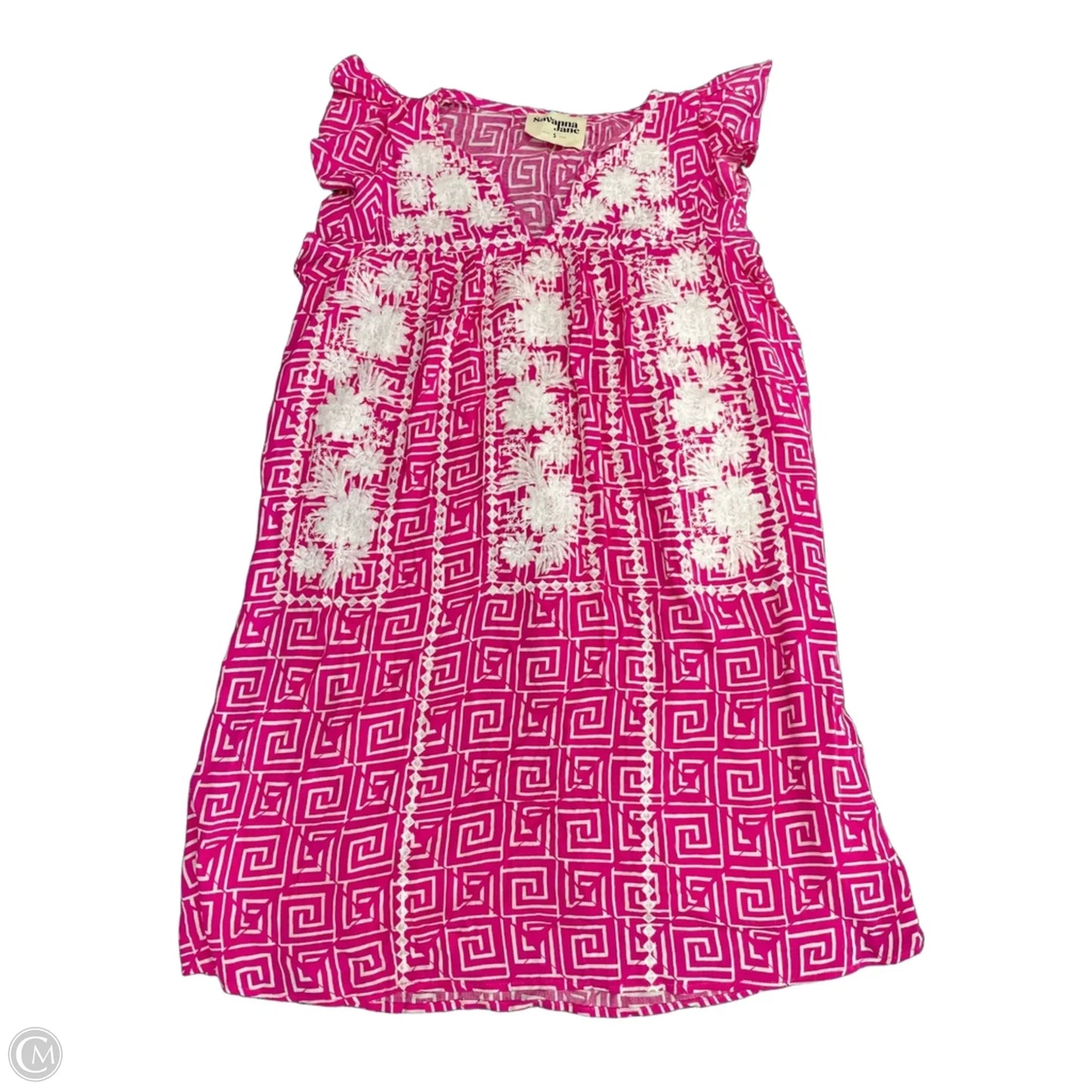 Dress Casual Short By Savanna Jane In Pink & White, Size: S