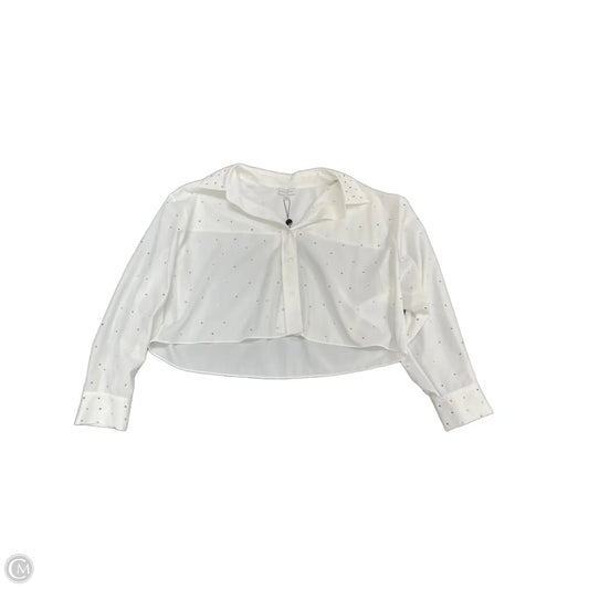 Top Long Sleeve By Gianni Bini In Silver & White, Size: L