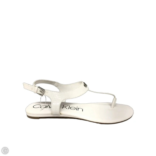 Sandals Flats By Calvin Klein In White, Size: 9