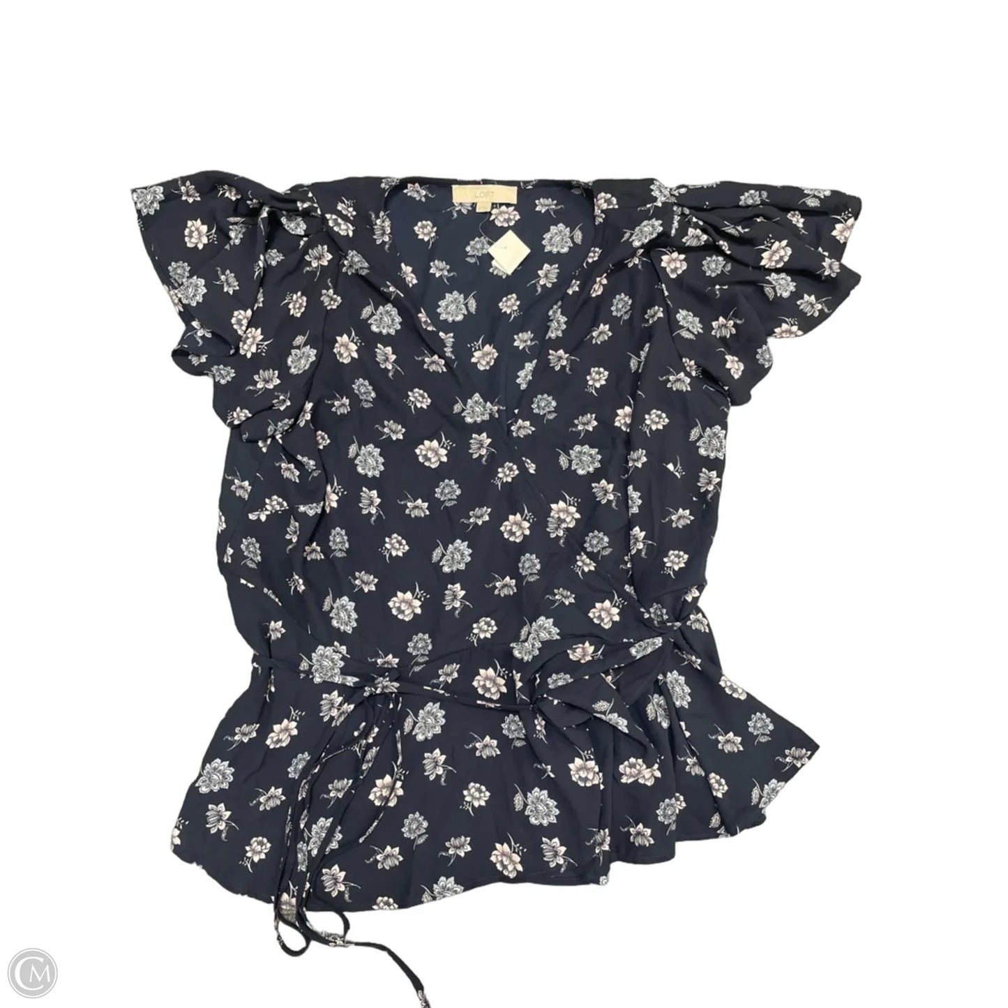 Blouse Short Sleeve By Loft In Navy, Size: Xl