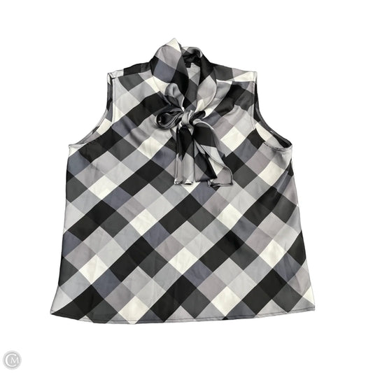 Blouse Sleeveless By Nine West Apparel In Grey & White, Size: L