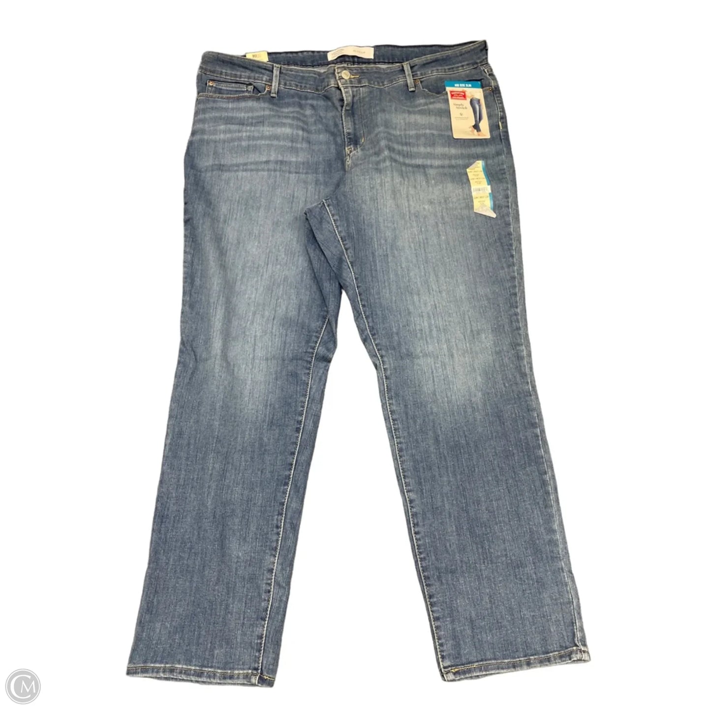 Jeans Straight By Levis Signature In Blue Denim, Size: 24