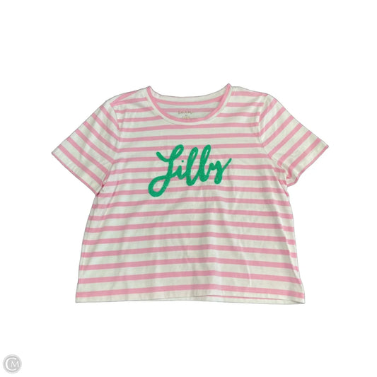 Top Short Sleeve Basic By Lilly Pulitzer In Pink & White, Size: M