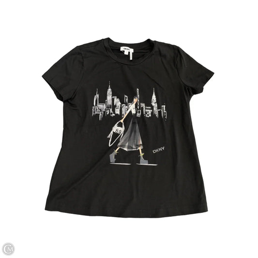 Top Short Sleeve By Dkny In Black, Size: S
