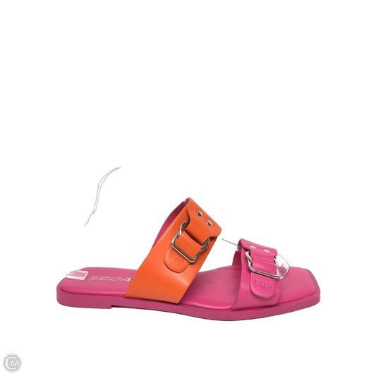 Sandals Flats By Soda In Orange & Pink, Size: 9