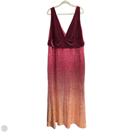 Dress Party Long By Clothes Mentor In Gold & Red, Size: 26