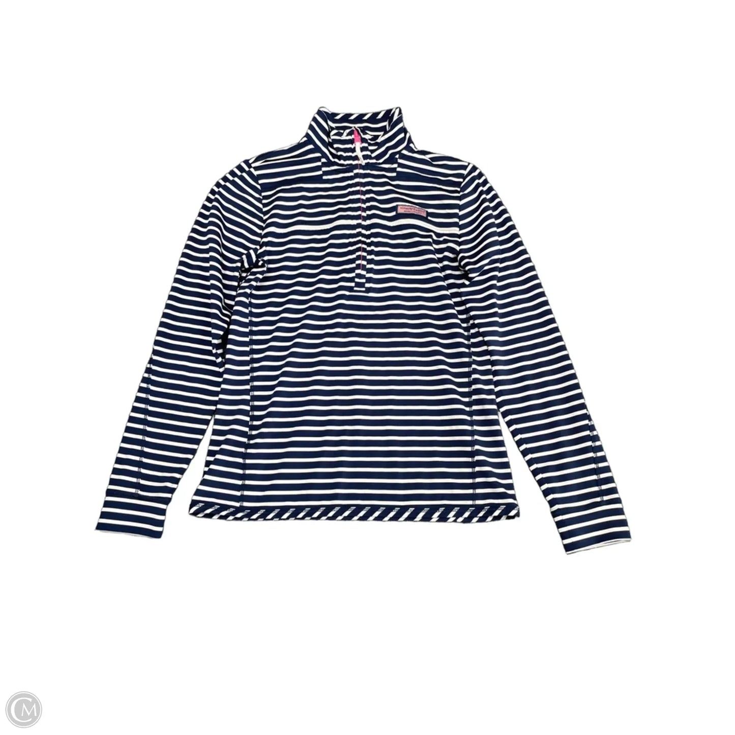 Athletic Top Long Sleeve Collar By Vineyard Vines In Blue & White, Size: Xxs