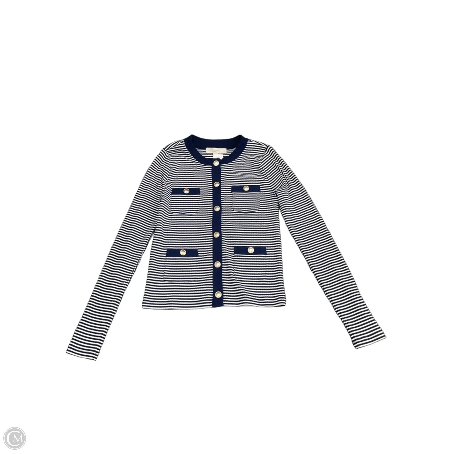Cardigan By Loft In Blue & White, Size: S