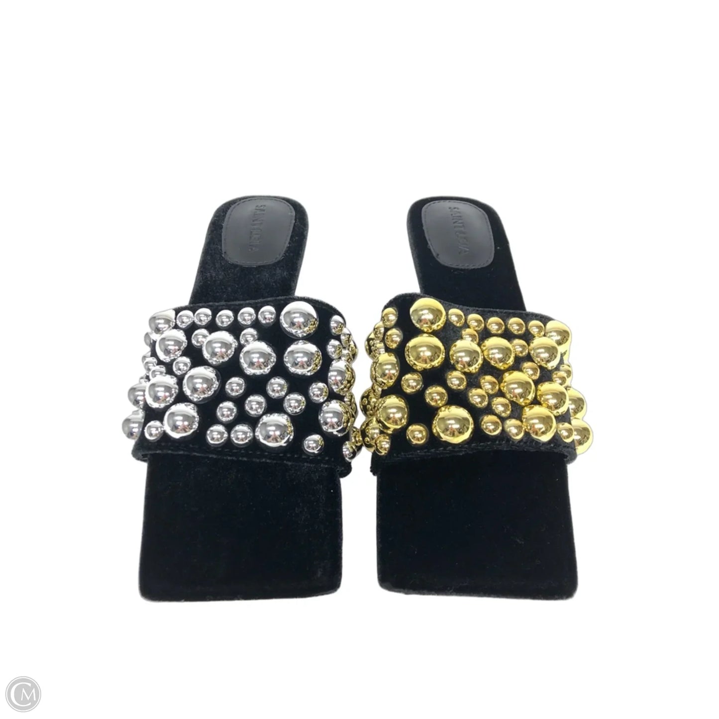 Sandals Flats By Clothes Mentor In Black & Gold, Size: 10