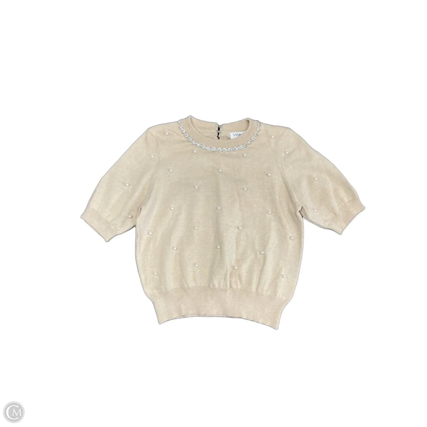 Top Short Sleeve By Storia In Beige, Size: S