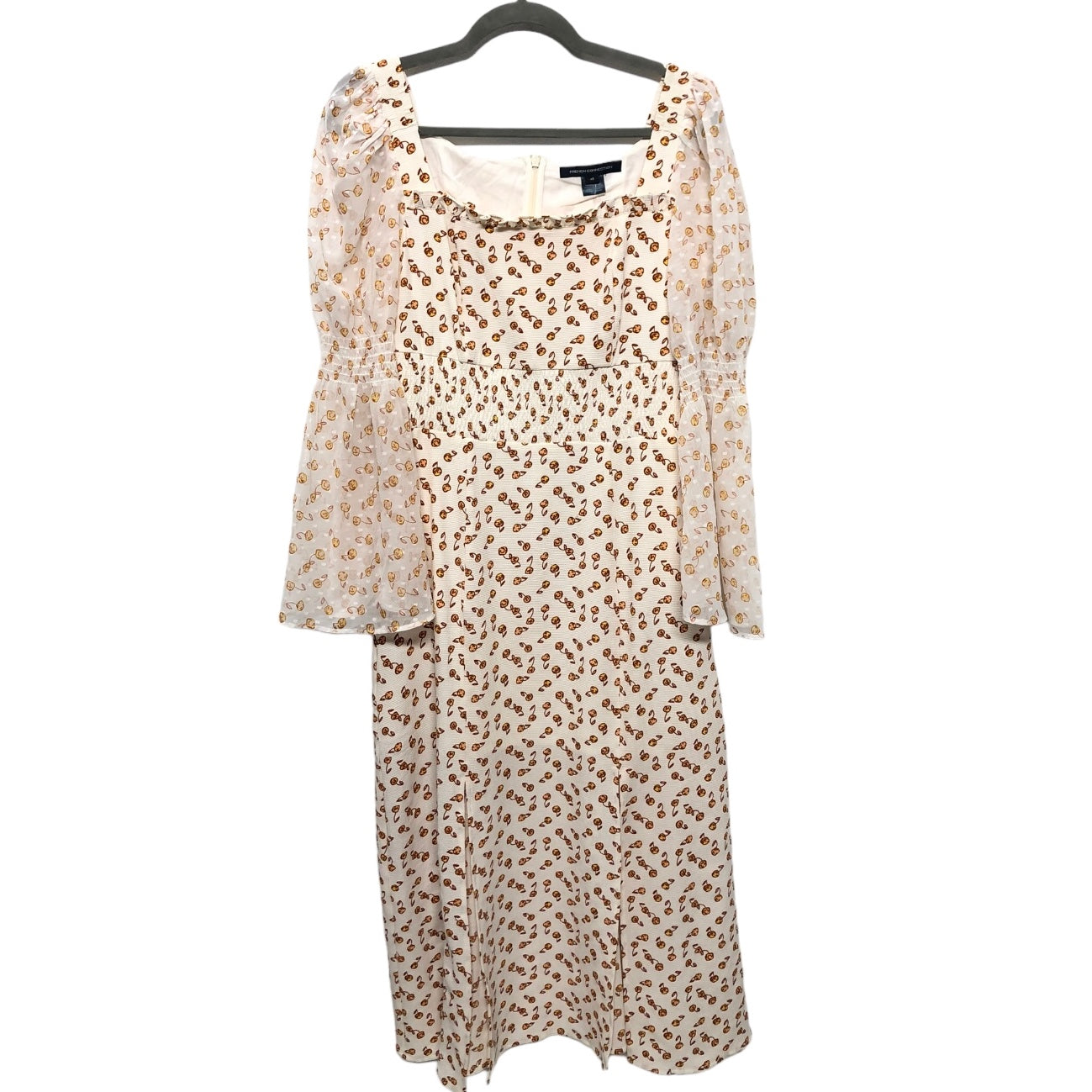 Brown & Cream Dress Casual Midi French Connection, Size Xs