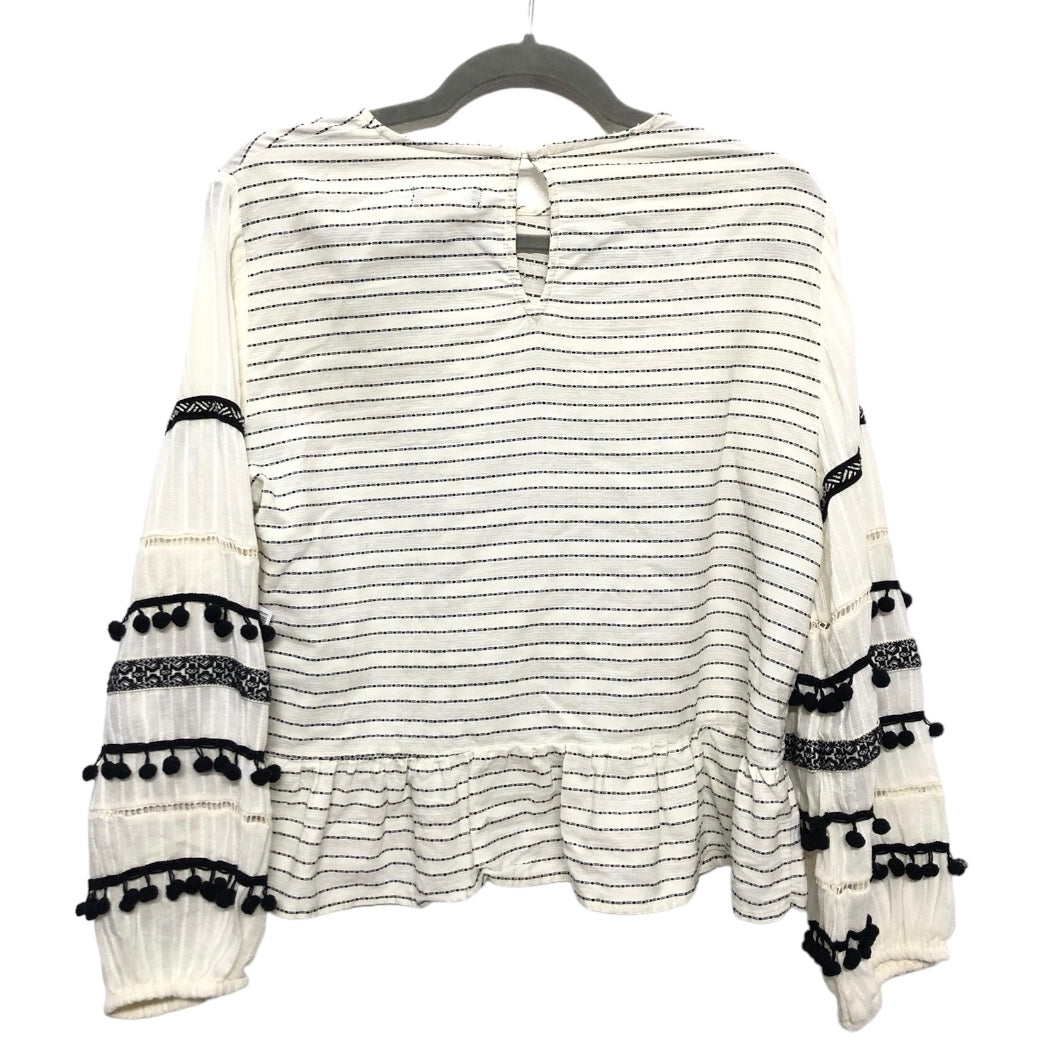 Black & Cream Top Long Sleeve Zara, Size L