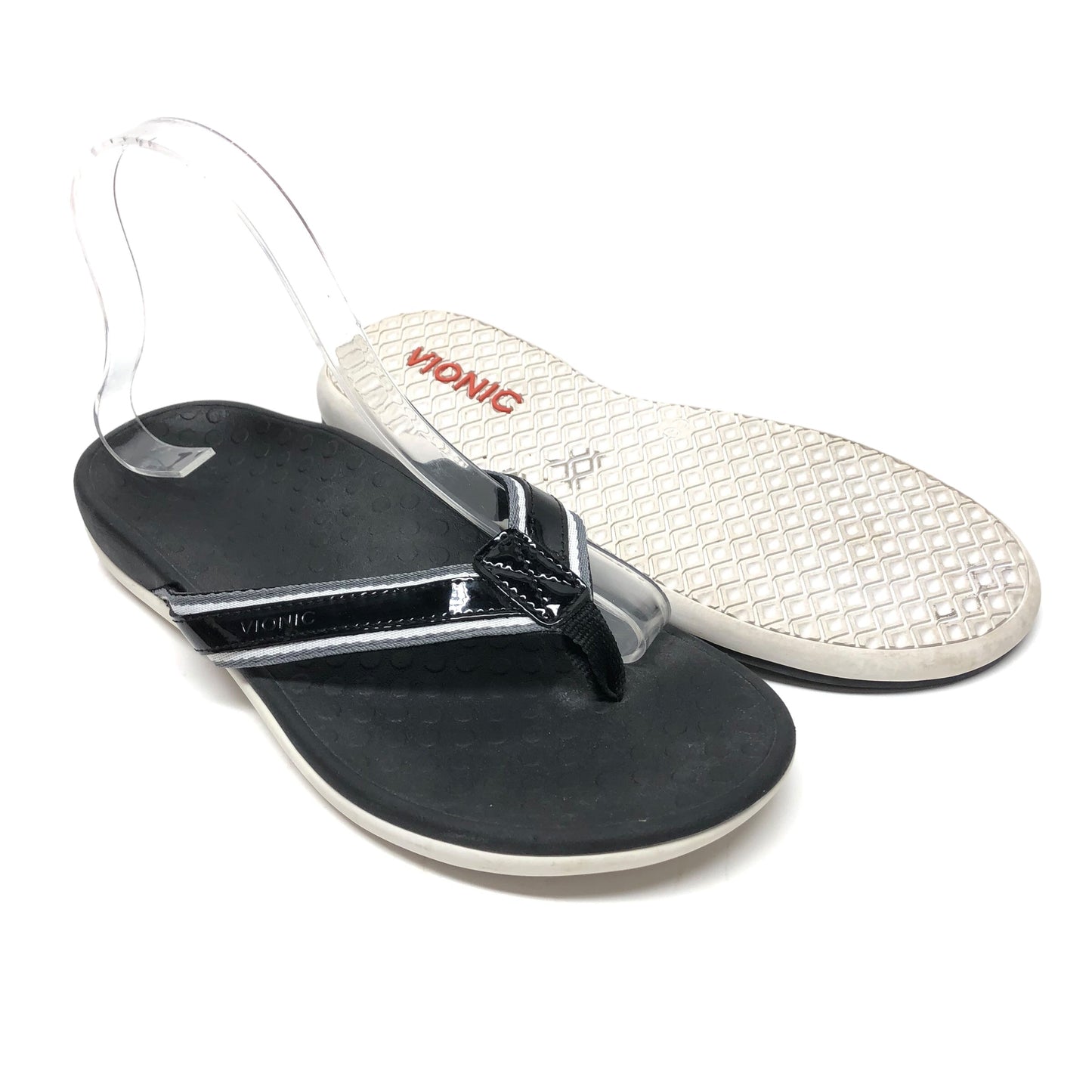 Black & White Sandals Flip Flops Vionic, Size 8