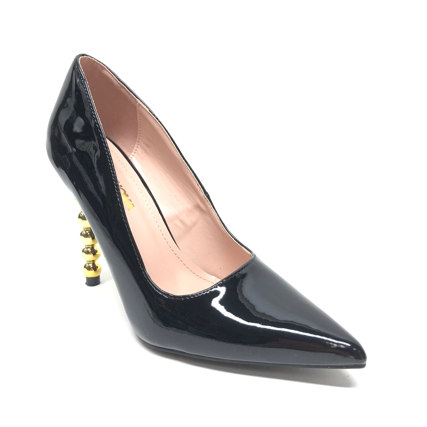 Black & Gold Shoes Heels Stiletto Fashion Nova, Size 8