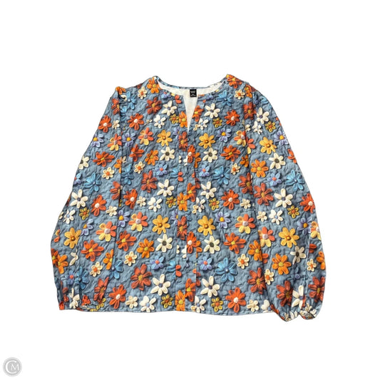 Top Long Sleeve By Emery Rose In Floral Print, Size: 3x