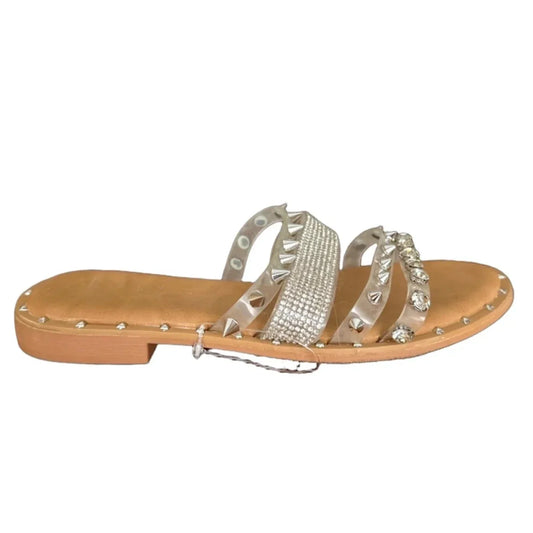 Sandals Flats By Nicole Miller In Silver, Size: 6