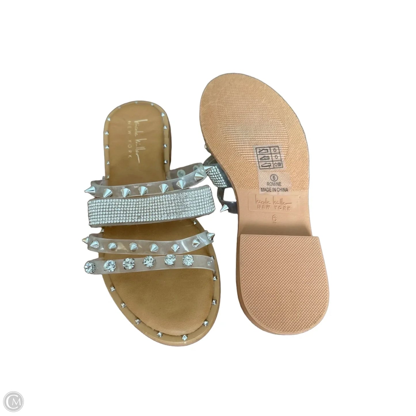 Sandals Flats By Nicole Miller In Silver, Size: 6