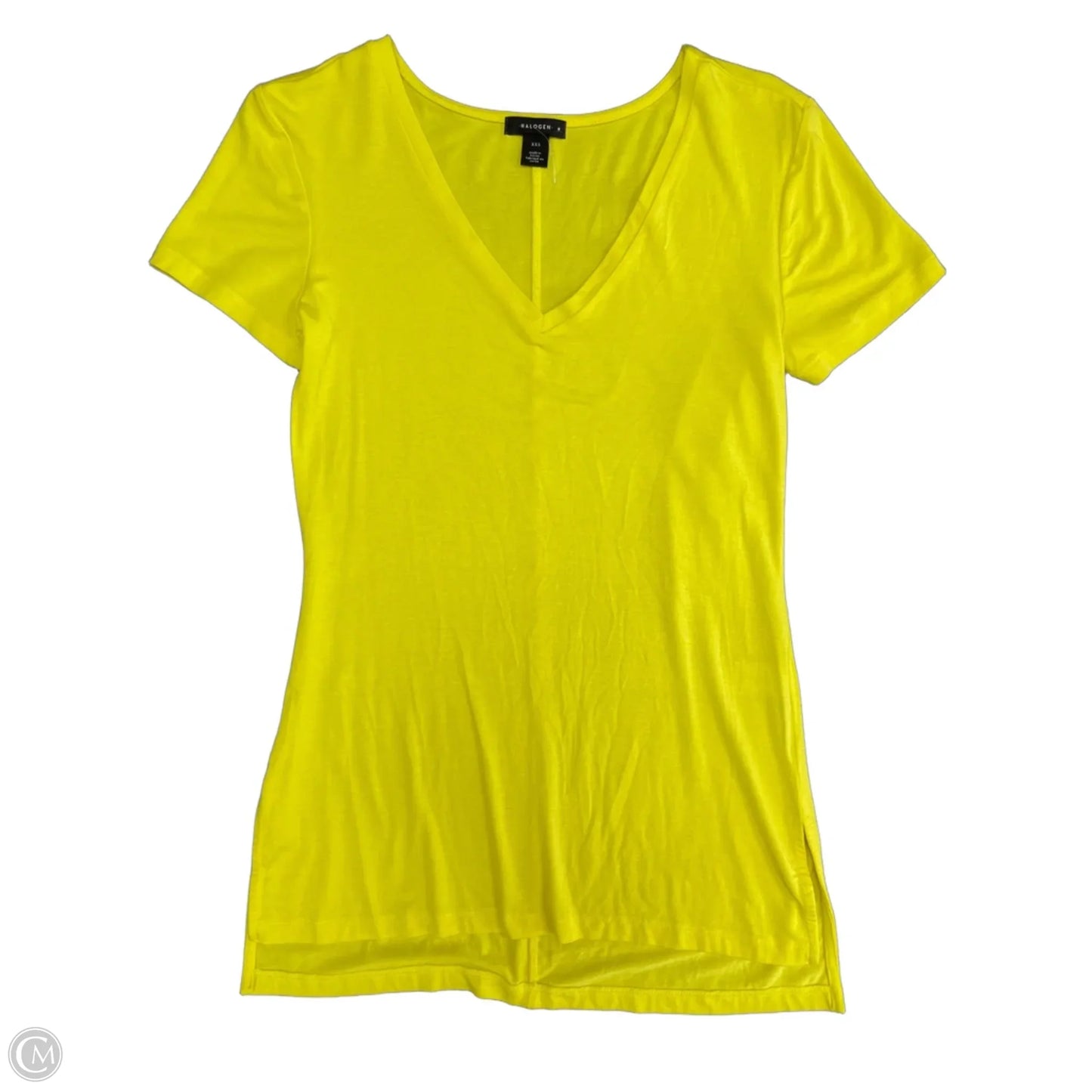 Top Short Sleeve By Halogen In Yellow, Size: Xxs