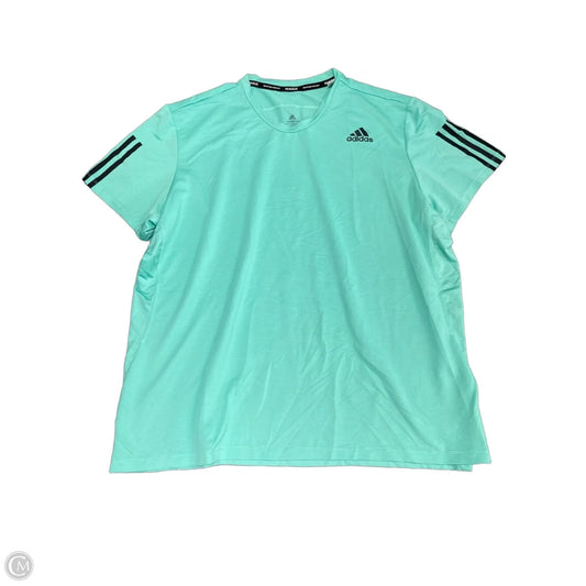 Athletic Top Short Sleeve By Adidas In Blue & Green, Size: 3x