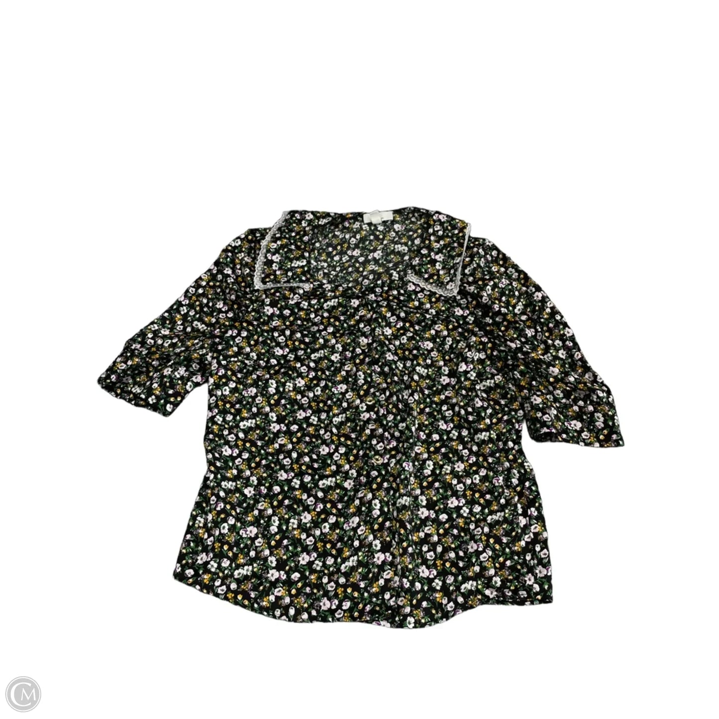 Top Short Sleeve Designer By Halston In Floral Print, Size: L