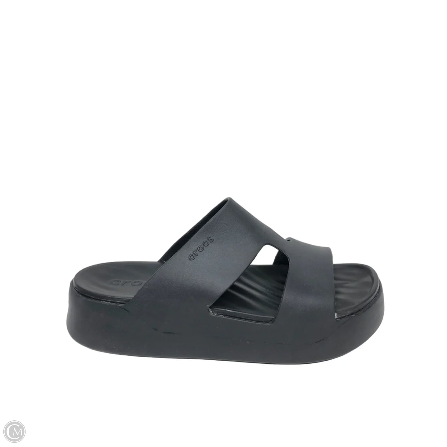 Sandals Heels Platform By Crocs In Black, Size: 9