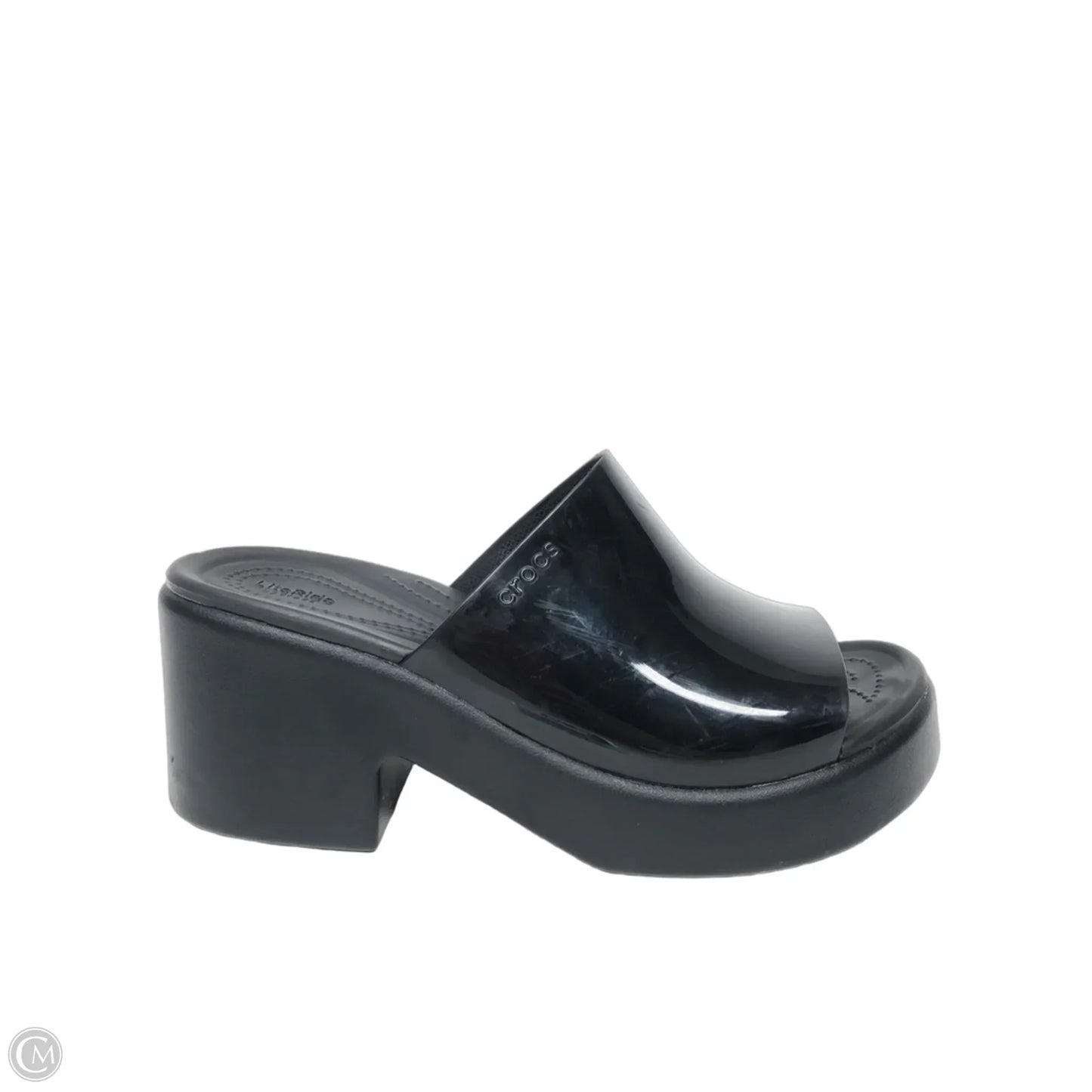 Sandals Heels Platform By Crocs In Black, Size: 9