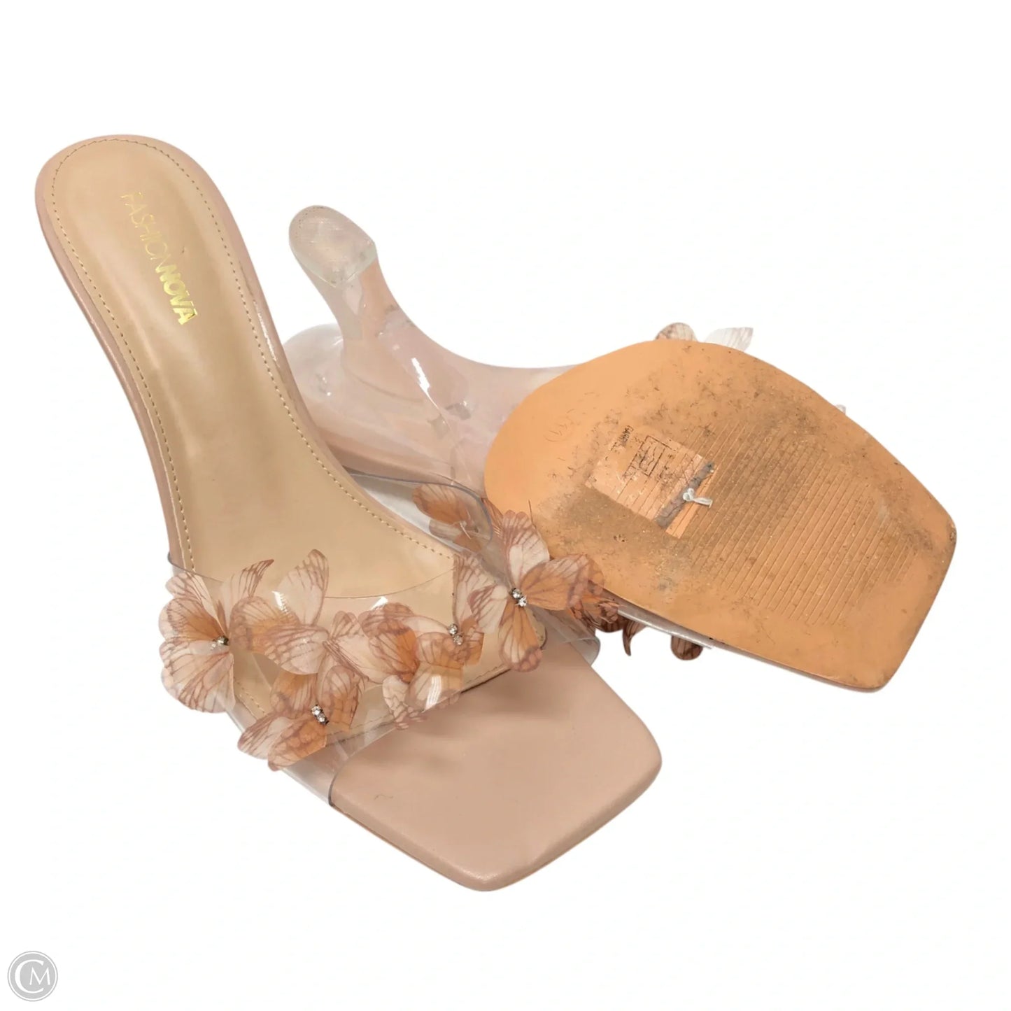 Sandals Heels Block By Fashion Nova In Tan, Size: 11