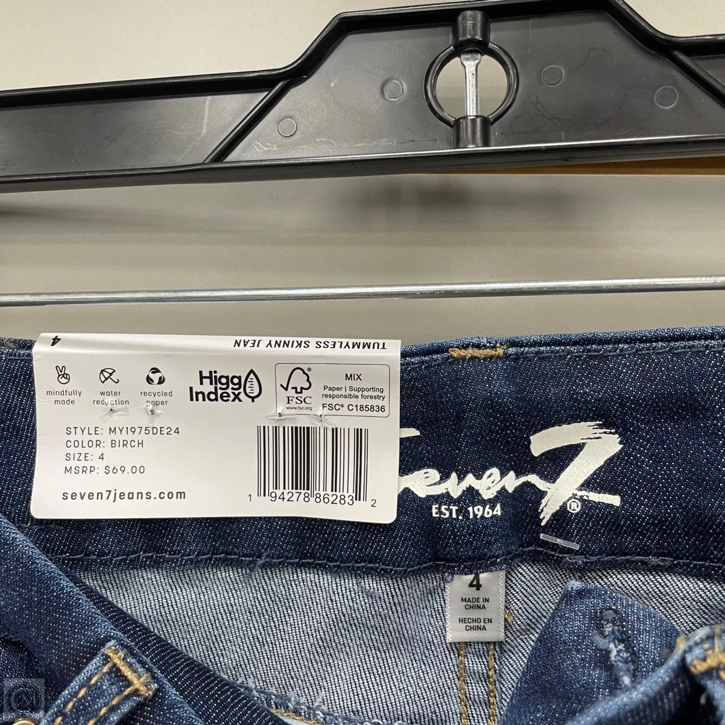 Jeans Skinny By Seven 7 In Blue Denim, Size: 4