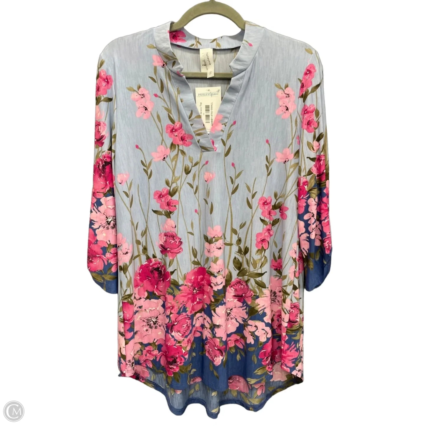 Top 3/4 Sleeve By Honeyme In Blue & Pink, Size: S