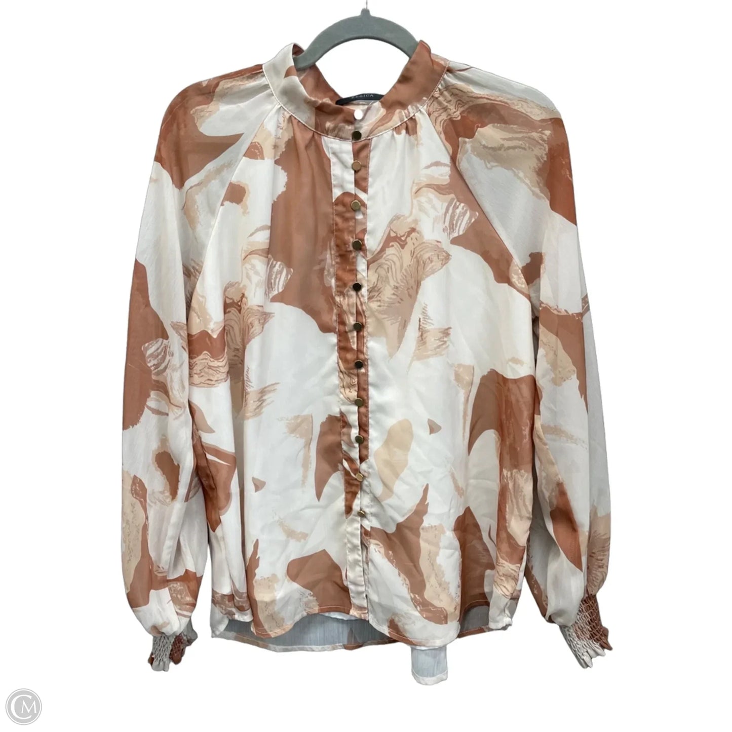 Top Long Sleeve By Zesica In Tan, Size: S