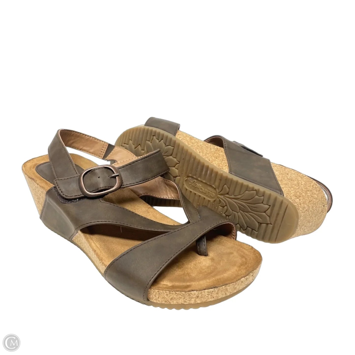 Sandals Heels Wedge By Sofft In Brown, Size: 10