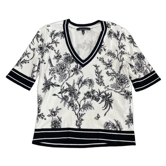 Top Short Sleeve By White House Black Market In Black & White, Size: L